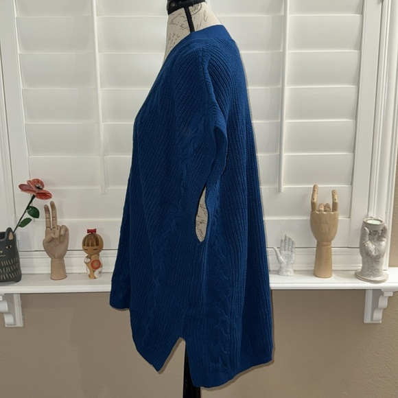 J.JILL V-NECK CABLE VEST PEACOCK BLUE - Picture 7 of 14